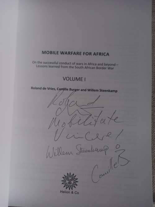 Mobile Warfare for Africa - Roland De Vries, Willem Steenkamp, Camille Burger **SIGNED**