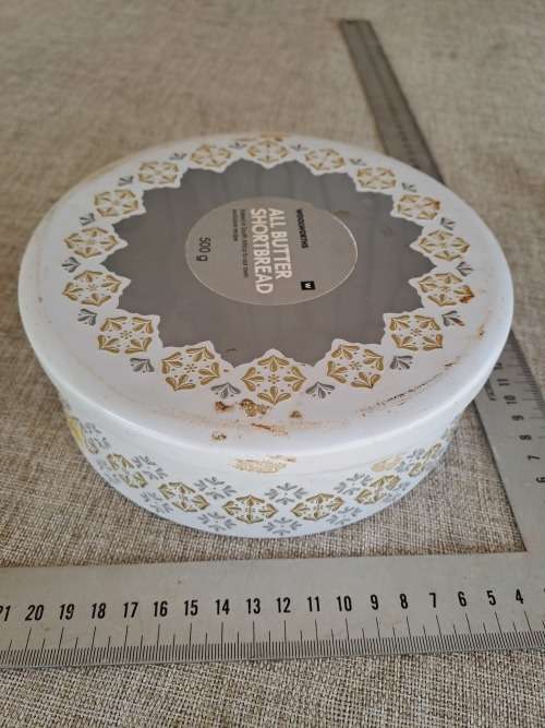Biscuit Tin - Round White