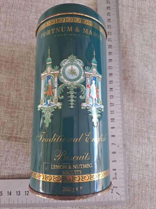 Biscuit tin - fortnum and mason - green - long