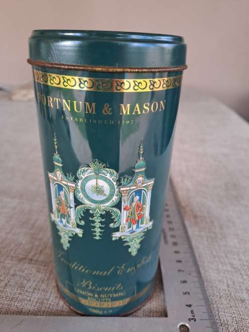 Biscuit tin - fortnum and mason - green - long