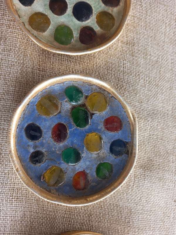 coloured glass pebble mosaic trinket dish x 3