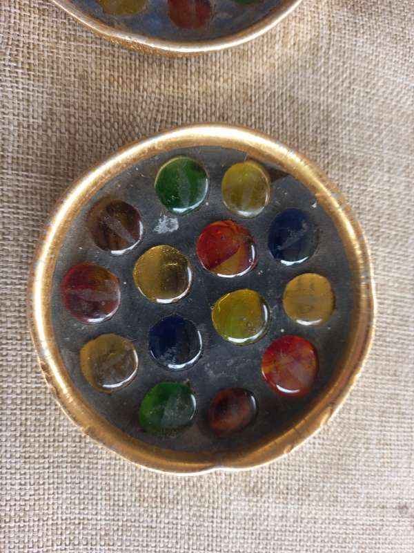 coloured glass pebble mosaic trinket dish x 3