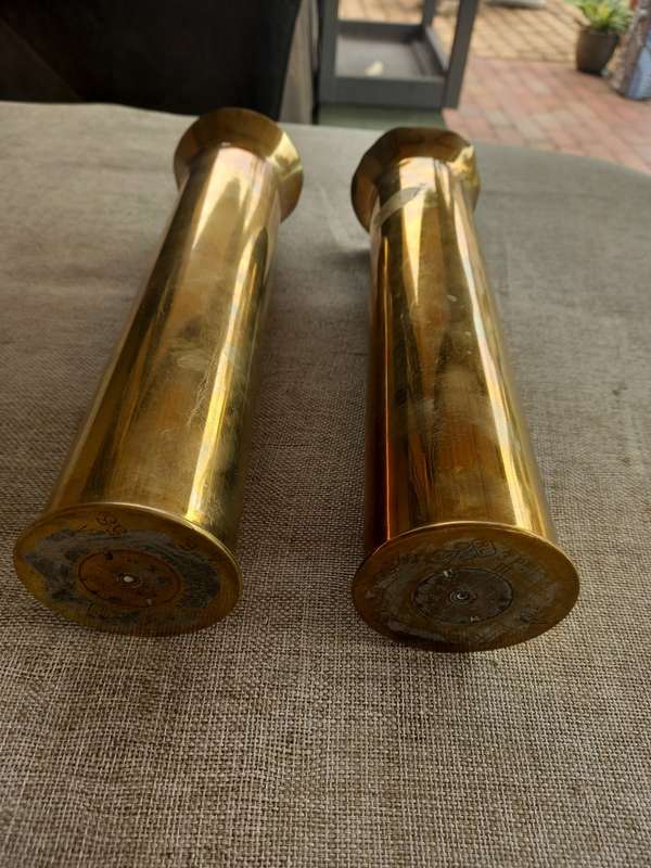 Artillery Shell / Trench art Brass pieces x 2