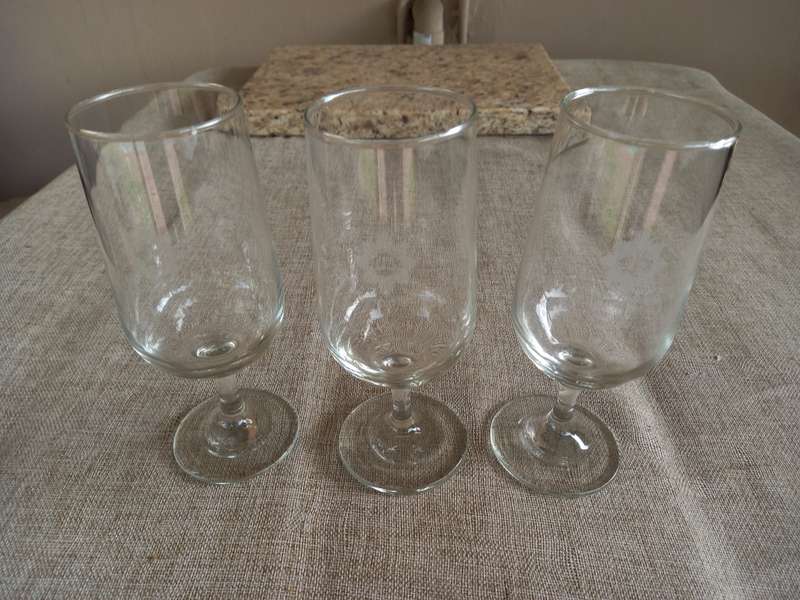 SAP (Champagne flute type) drinking glasses x 3