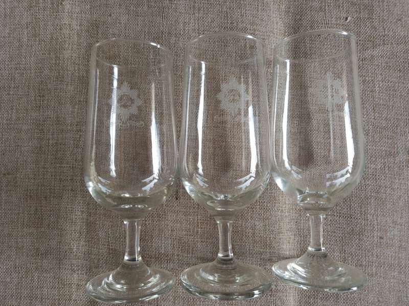 SAP (Champagne flute type) drinking glasses x 3