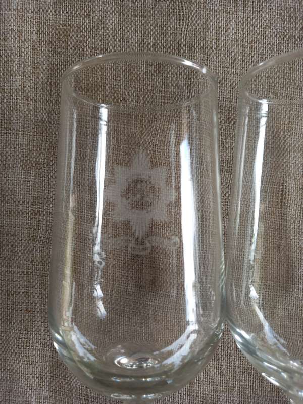 SAP (Champagne flute type) drinking glasses x 3