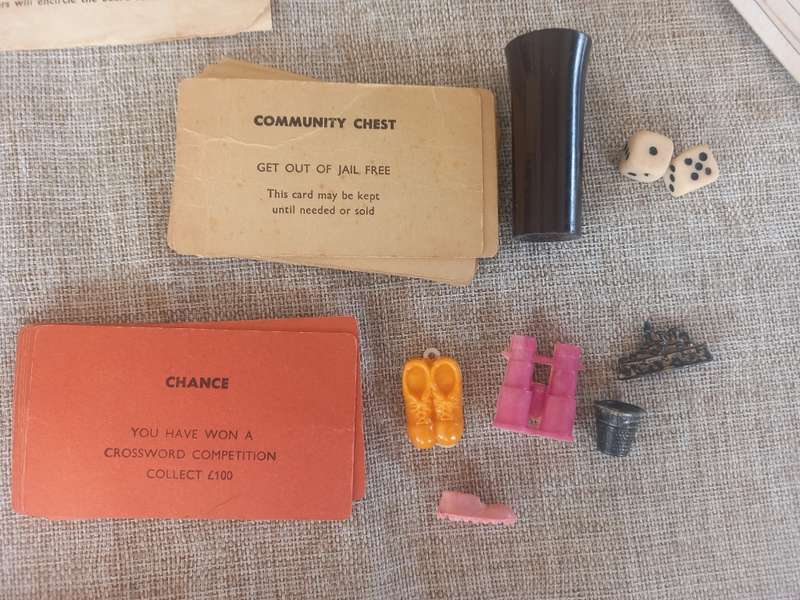 Vintage Monopoly - British - original board , rules , cards +/- 1936 (patent pending)