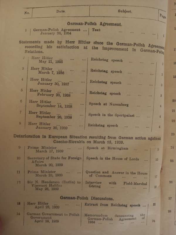Documents concerning German-Polish Relations and the outbreak of hostilities between Great Britain a