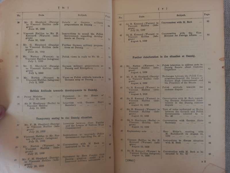 Documents concerning German-Polish Relations and the outbreak of hostilities between Great Britain a