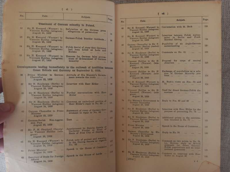 Documents concerning German-Polish Relations and the outbreak of hostilities between Great Britain a
