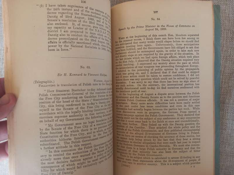 Documents concerning German-Polish Relations and the outbreak of hostilities between Great Britain a