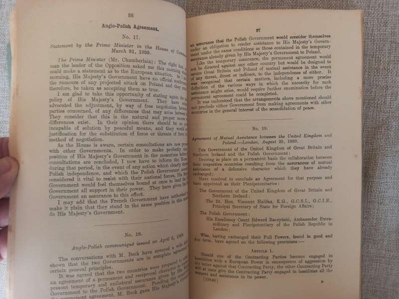 Documents concerning German-Polish Relations and the outbreak of hostilities between Great Britain a