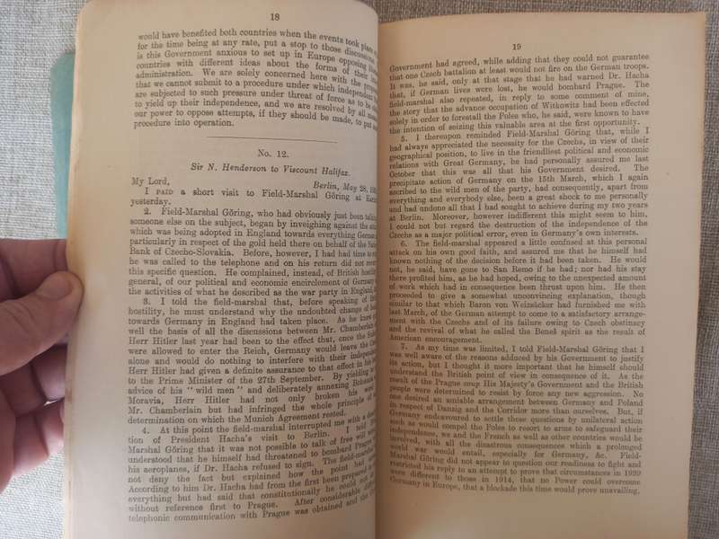 Documents concerning German-Polish Relations and the outbreak of hostilities between Great Britain a