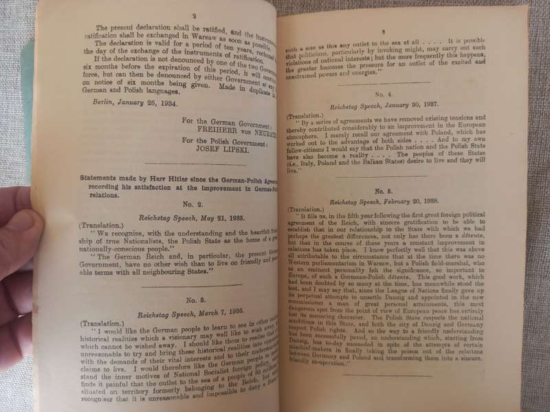 Documents concerning German-Polish Relations and the outbreak of hostilities between Great Britain a