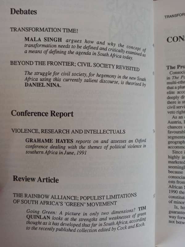 Transformation 17 - critical perspectives on Southern Africa - 1992
