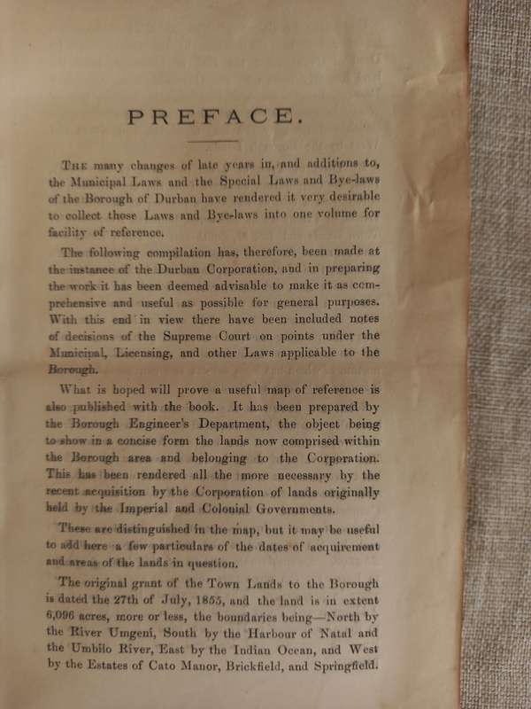 Laws and Bye-Laws - Borough of Durban - 1898