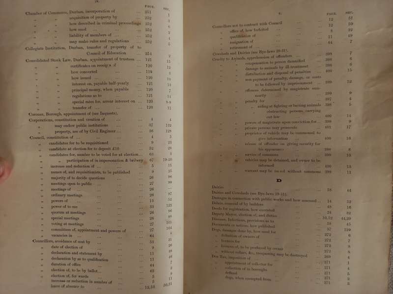 Laws and Bye-Laws - Borough of Durban - 1898