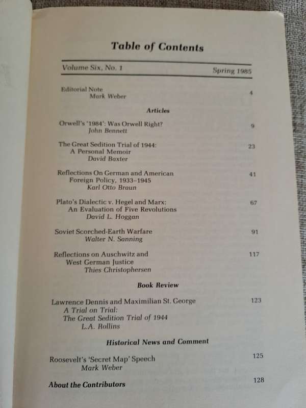 The Journal of Historical Review - Vol 6 Number 1 - Spring 1985