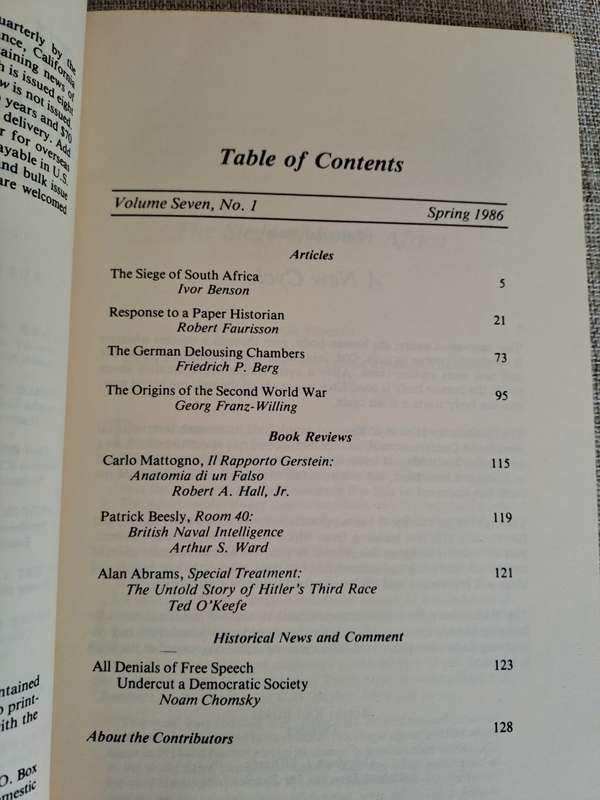 The Journal of Historical Review - Vol 7 Number 1 - Spring 1986