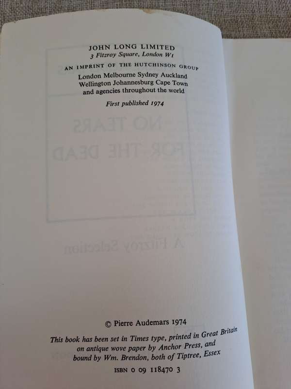 No Tears For The Dead (Uncorrected Proof) - Pierre Audemars
