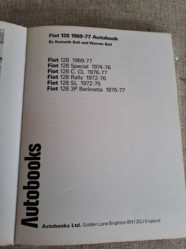 Fiat 128 Owners Workshop Manual Autobook 725, 1969-1977