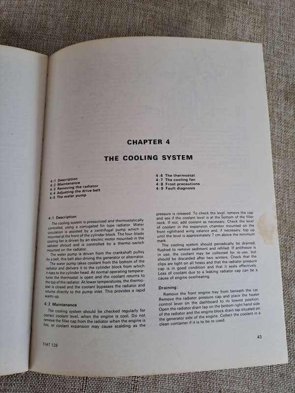 Fiat 128 Owners Workshop Manual Autobook 725, 1969-1977