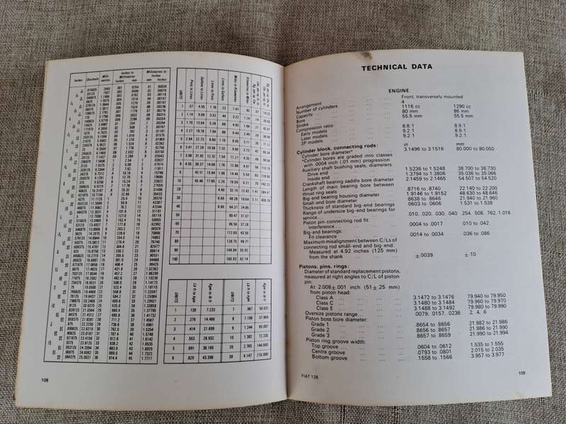 Fiat 128 Owners Workshop Manual Autobook 725, 1969-1977