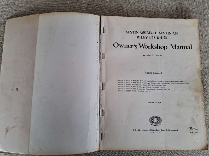 Austin A60, Riley 4/68 & 4/72 , A55 MKII Owner`s Worshop Manual, 1959 - 1969