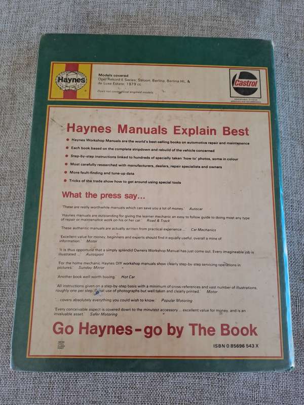 Opel Rekord E series February 1978 to 1980 All Models Owners Workshop Manual - Haynes