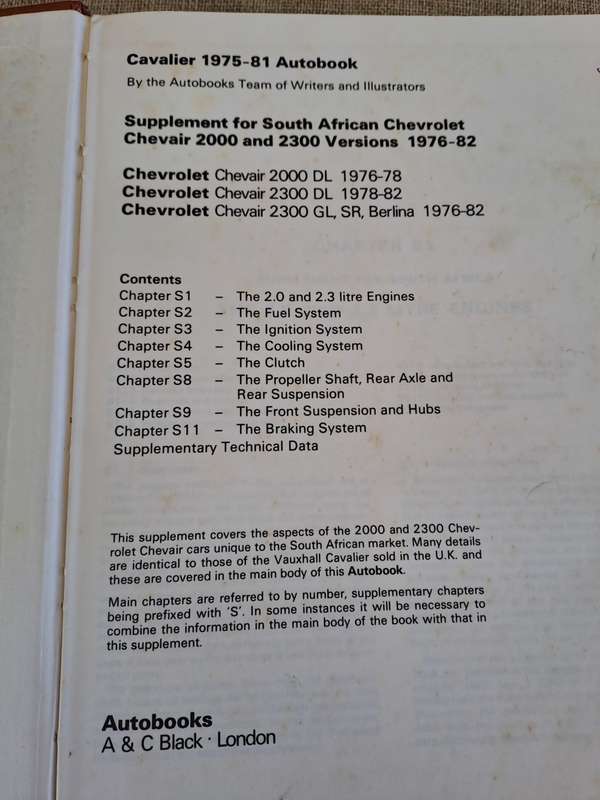 Chevrolet Chevair 2000, 2300 Owners Workshop Manual 1976-82 - Autobooks