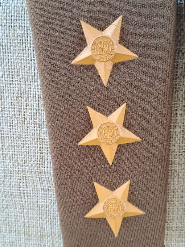 South African Defence Force SADF Rank Epaulettes Raised Stars (x3)