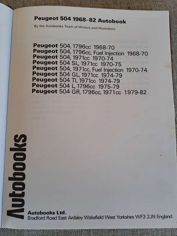 Peugeot 504 Owners Workshop Manual 1968-82 - Autobooks