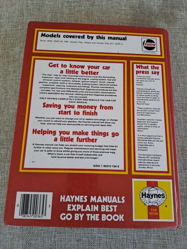 Rover 3500 V8  1976 to 1985 Owners Workshop Manual - Haynes
