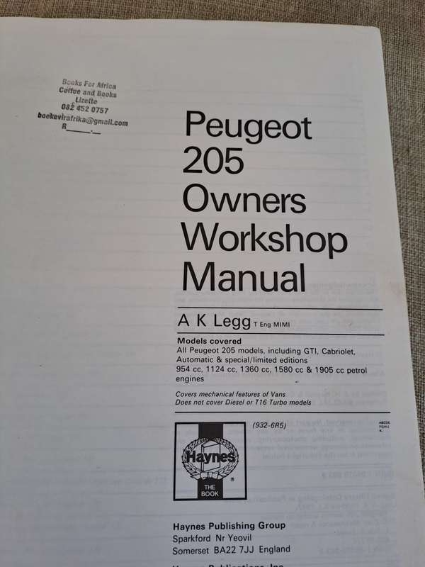 Peugeot 205 Petrol 1983 to 1989 Owners Workshop Manual - Haynes