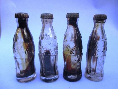 MINIATURE COCA COLA BOTTLES x4