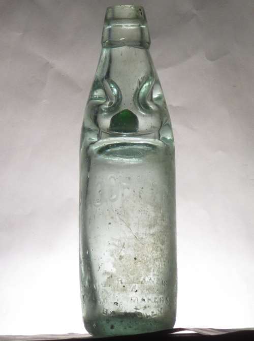 ANTIQUE DE HOOP PRETORIA  CODD BOTTLE WITH GREEN MARBLE