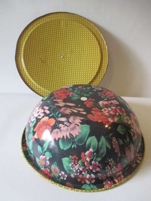 VINTAGE FLOWER TIN BOWL