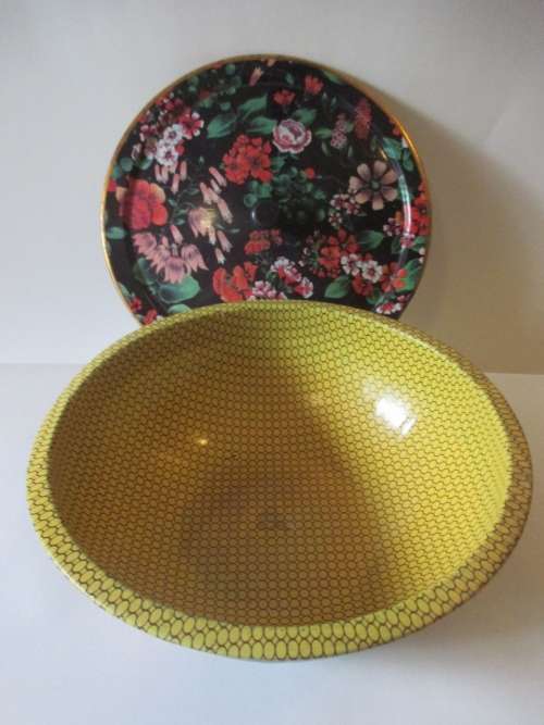 VINTAGE FLOWER TIN BOWL