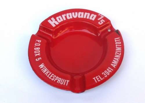 VINTAGE ENAMEL WINKLESPRUIT/AMANZIMTOTI ADVERTISING ASHTRAY