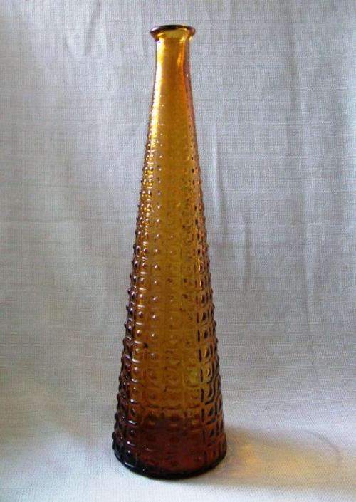 RETRO AMBER GLASS BOTTLE / VASE / DECANTER