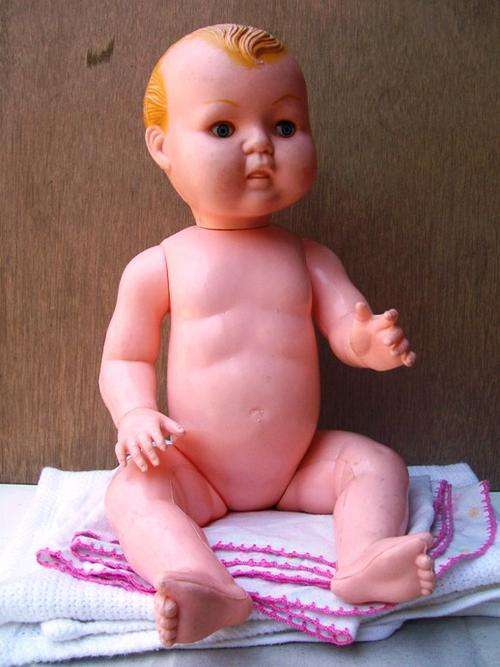 LARGE VINTAGE HARD PLASTIC DOLL - MADE IN HONG KONG