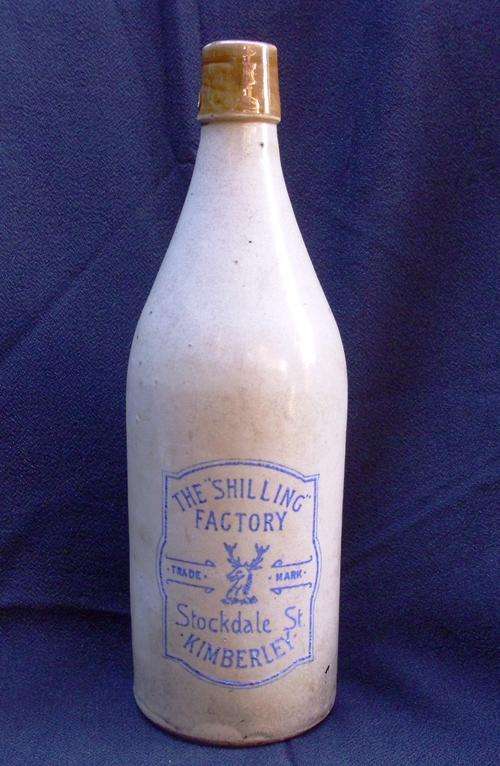 ANTIQUE SHILLINGS KIMBERLEY STONEWARE GINGER BEER BOTTLE