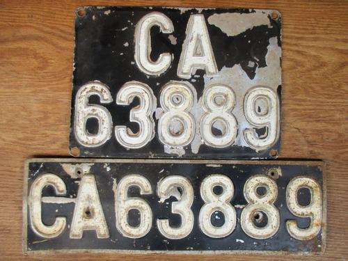 VINTAGE CAPE TOWN CA NUMBER PLATES