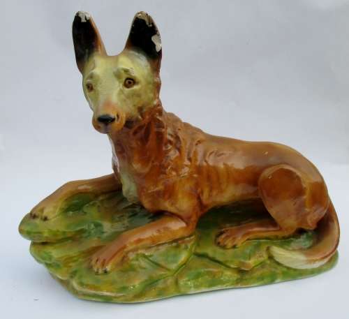 CHALKWARE DOG FIGURINE