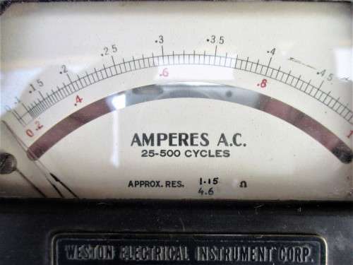 VINTAGE WESTON ELECTRICAL AMPERES METER