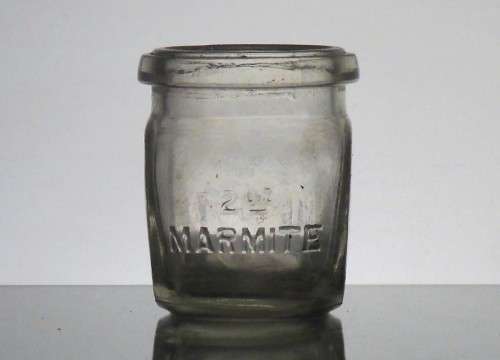 RARE CLEAR GLASS 2oz MARMITE BOTTLE