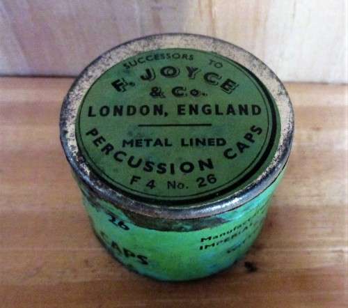 VINTAGE PERCUSSION CAPS F. JOYCE TIN (BLACK POWDER)