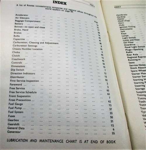 SUNBEAM ALPINE OWNER`S HANDBOOK