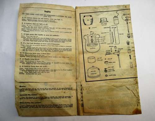 ORIGINAL COLEMAN 241B/G DIRECTIONS LAEFLET
