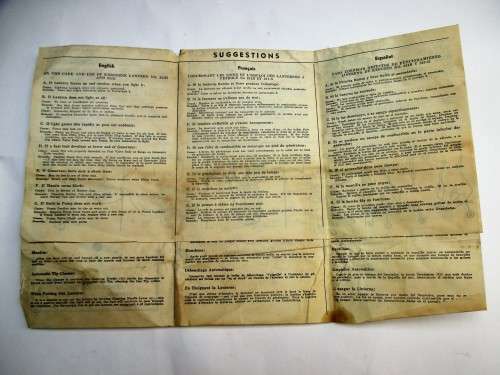 ORIGINAL COLEMAN 241B/G DIRECTIONS LAEFLET